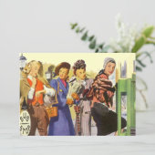  Bus Stop BFF Retro Gal Pals Uitnodiging (Staand voorkant)