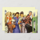  Bus Stop BFF Retro Gal Pals Uitnodiging (Voorkant / Achterkant)