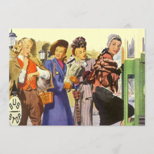 Bus Stop BFF Retro Gal Pals Uitnodiging