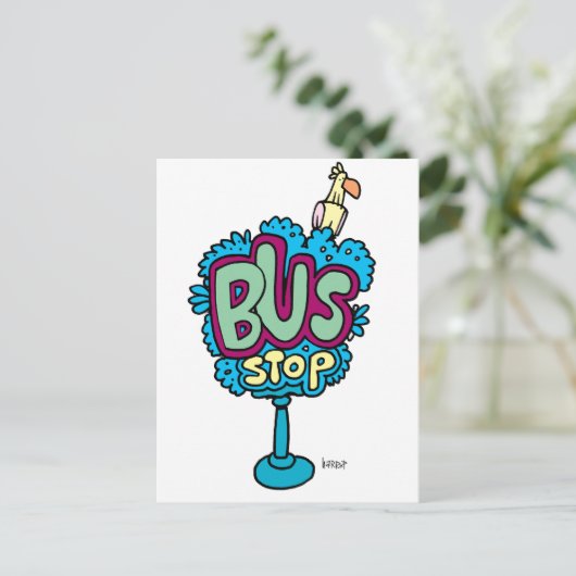 Bus Stop Bird Briefkaart (Staand voorkant)