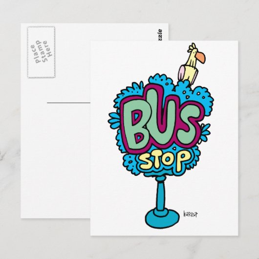 Bus Stop Bird Briefkaart (Voorkant / Achterkant)
