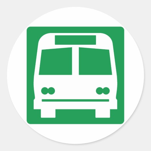 Bus Stop Highway Sign Ronde Sticker (Voorkant)