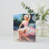 Bus stoppen met draaien omhoog briefkaart (Staand voorkant)