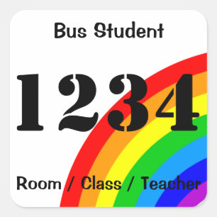 Bus Student ID Sticker - Rainbow
