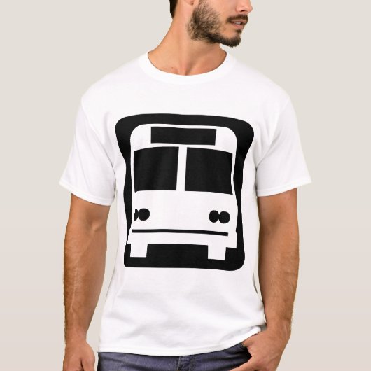 Bus-symbool - zwart t-shirt (Voorkant)