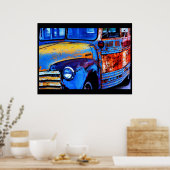 Bus van vele kleuren poster (Keuken)