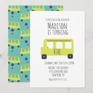 Bus verjaardagsfeest uitnodiging voor elke leeftij