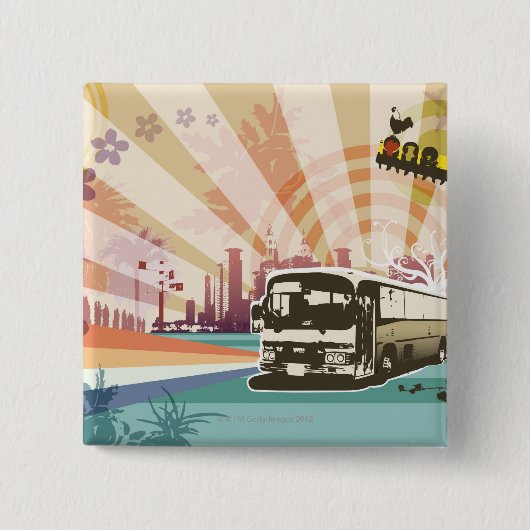 Bus Vierkante Button 5,1 Cm (Voorkant)
