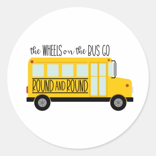 Bus Wheels Song Ronde Sticker (Voorkant)