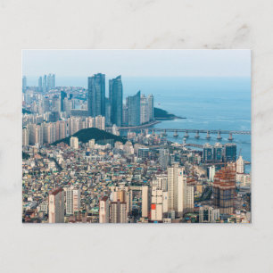 Busan city Skyline. Provincie Yeongnam, Zuid-Korea Briefkaart
