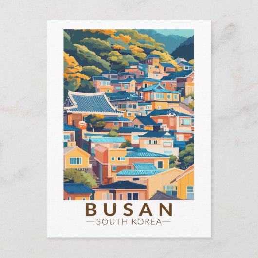 Busan Gamcheon Cultuur Village Travel Art Vintage Briefkaart (Voorkant)