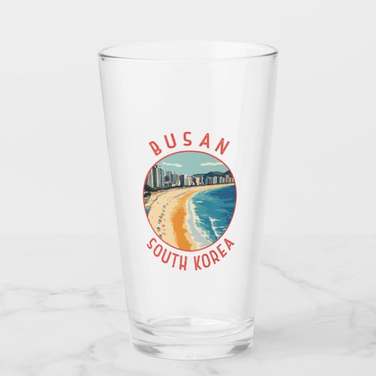 Busan Haeundae Beach Retro Distressed Circle Glas (Voorkant)
