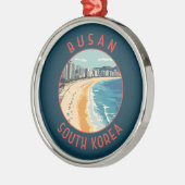 Busan Haeundae Beach Retro Distressed Circle Metalen Ornament (Links)