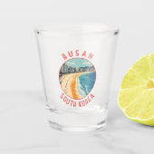 Busan Haeundae Beach Retro Distressed Circle Shot Glas (Voorkant)