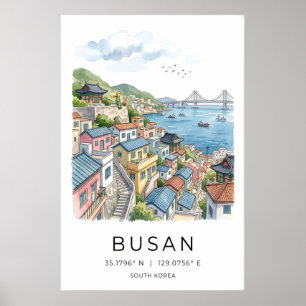 Busan Haven Kunstprint Zuid-Korea Kust Scène Poster