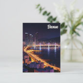 Busan Skyline Night Travel Briefkaart (Staand voorkant)