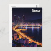 Busan Skyline Night Travel Briefkaart (Voorkant / Achterkant)
