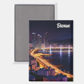 Busan Skyline Night Travel Magneet (Voorkant / Achterkant)