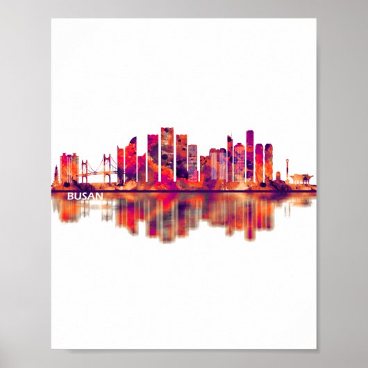 Busan South Korea Skyline Poster (Voorkant)