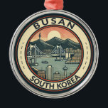 Busan Zuid-Korea Bridge Travel Art Badge Metalen Ornament<br><div class="desc">Busan retro vector reisontwerp. Busan,  een grote havenstad in Zuid-Korea,  staat bekend om zijn stranden,  bergen en tempels.</div>
