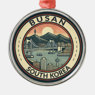 Busan Zuid-Korea Bridge Travel Art Badge Metalen Ornament