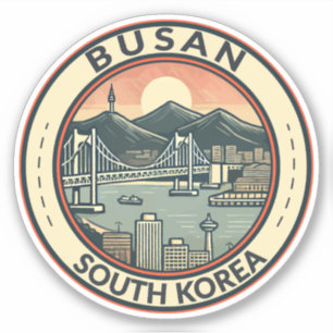 Busan Zuid-Korea Bridge Travel Art Badge Sticker