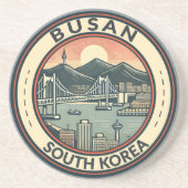 Busan Zuid-Korea Bridge Travel Art Badge Zandsteen Onderzetter (Voorkant)