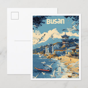Busan Zuid-Korea  kunst reisillustratie Briefkaart