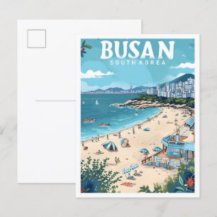 Busan Zuid-Korea  kunst reisillustratie Briefkaart
