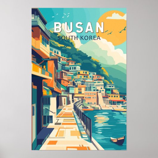 Busan Zuid-Korea Reizen Kunst Vintage Poster (Voorkant)