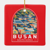 Busan Zuid-Korea Travel Art Embleem Keramisch Ornament (Achterkant)