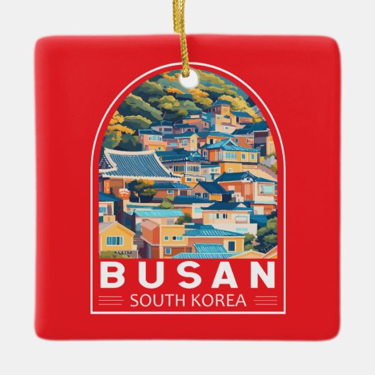 Busan Zuid-Korea Travel Art Embleem Keramisch Ornament (Voorkant)