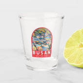 Busan Zuid-Korea Travel Art Embleem Shot Glas (Voorkant)