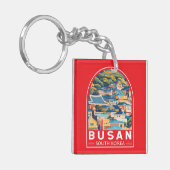 Busan Zuid-Korea Travel Art Embleem Sleutelhanger (Voorkant Links)