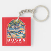 Busan Zuid-Korea Travel Art Embleem Sleutelhanger (Achterkant)