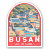Busan Zuid-Korea Travel Art Embleem Sticker (Voorkant)