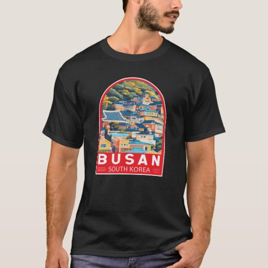 Busan Zuid-Korea Travel Art Embleem T-shirt (Voorkant)