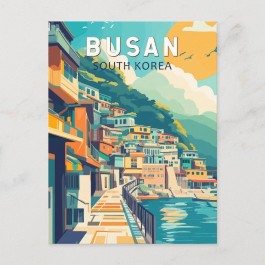 Busan Zuid-Korea Travel Art Vintage Briefkaart (Voorkant)
