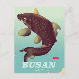 Busan Zuid-Koreaanse vintage stijl reisposter Briefkaart