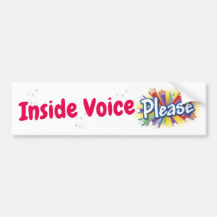 Busbord/sticker INSIDE VOICE PLEASE School Bus Bumpersticker