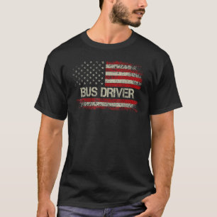 Buschauffeur Amerikaanse Vlag Amerikaanse Patriot T-shirt