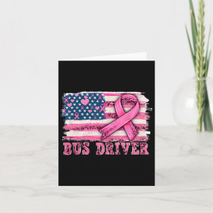 Buschauffeur Amerikaanse vlag roze lint borstkanke Kaart