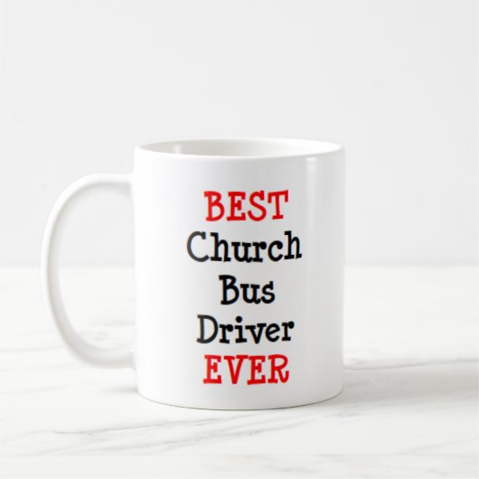 buschauffeur, kerk, beste koffie mok (Links)