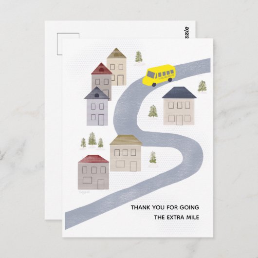 Buschauffeur Kerst Bedankt Schoolleerkracht  Briefkaart (Voorkant / Achterkant)