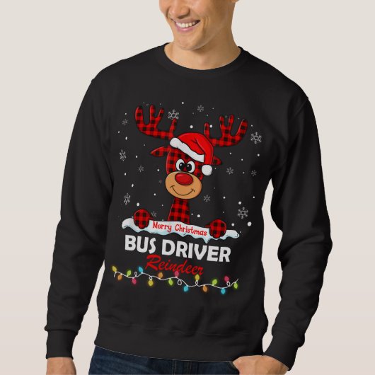 Buschauffeur Rendier Kerstman Hoed Buffalo Plaid K Trui (Voorkant)