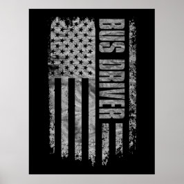 Buschauffeur USA Vlag Vervallen ontwerp Poster