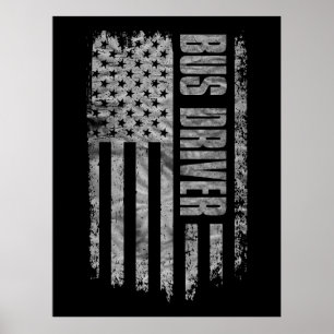 Buschauffeur USA Vlag Vervallen ontwerp Poster