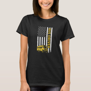 Buschauffeurs Amerikaanse vlag Schoolbuschauffeur T-shirt