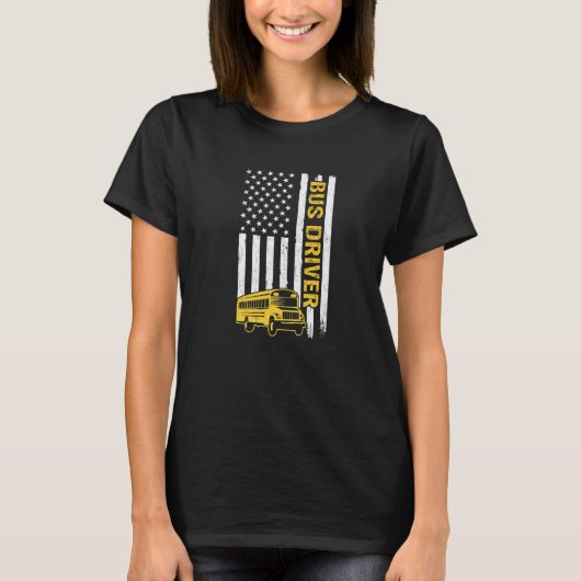Buschauffeurs Amerikaanse vlag Schoolbuschauffeur T-shirt (Voorkant)