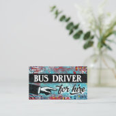 Busdriver voor hire Visitekaartjes - blauw rood (Staand voorkant)
